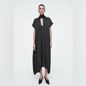 COS bow asymmetric midi dress viscose black pockets size small NWT oversized